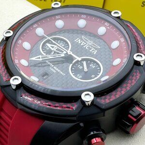 BRAND NEW Invicta Bolt Zeus Men 52mm Red/Black Chronograph Watch Red Poly Strap